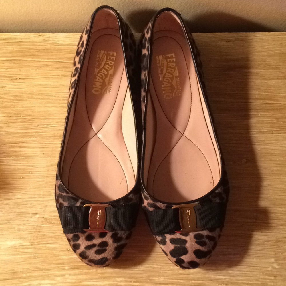 Salvatore Ferragamo Leopard Print Ballet Flats